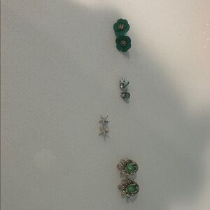 J. Crew Green and Silver Earrings Set
